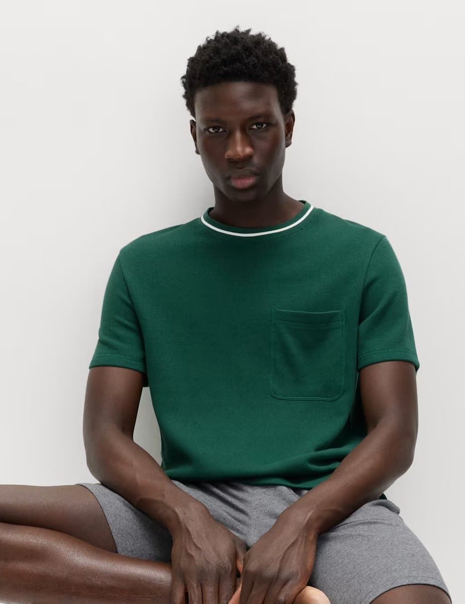 Marks & Spencer M&S Cotton Rich Loungewear Top Green