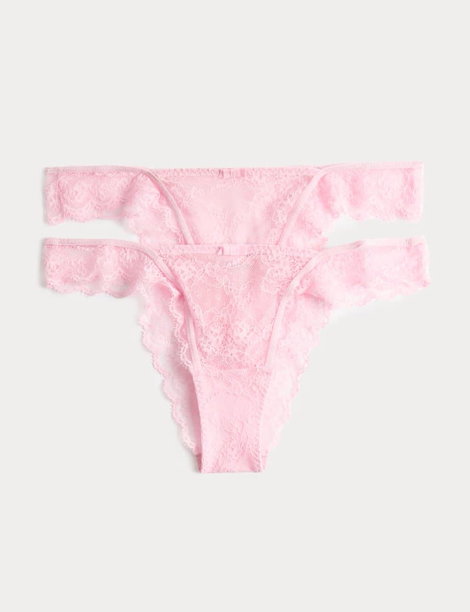 Marks & Spencer M&S 2 Pack Ida Lace Miami Knickers Pink Sorbet