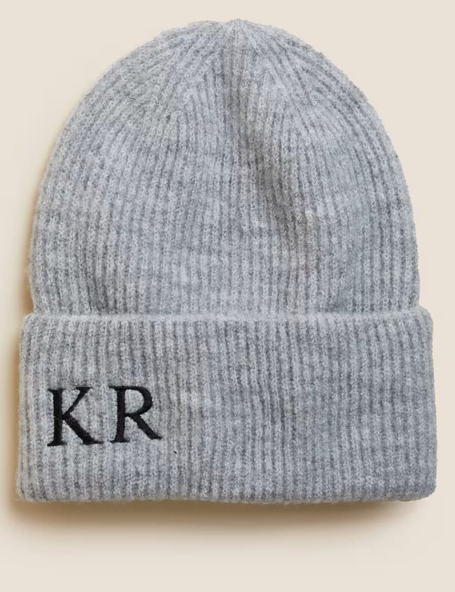 Marks & Spencer M&S Personalised Women's Rib Beanie Hat Grey