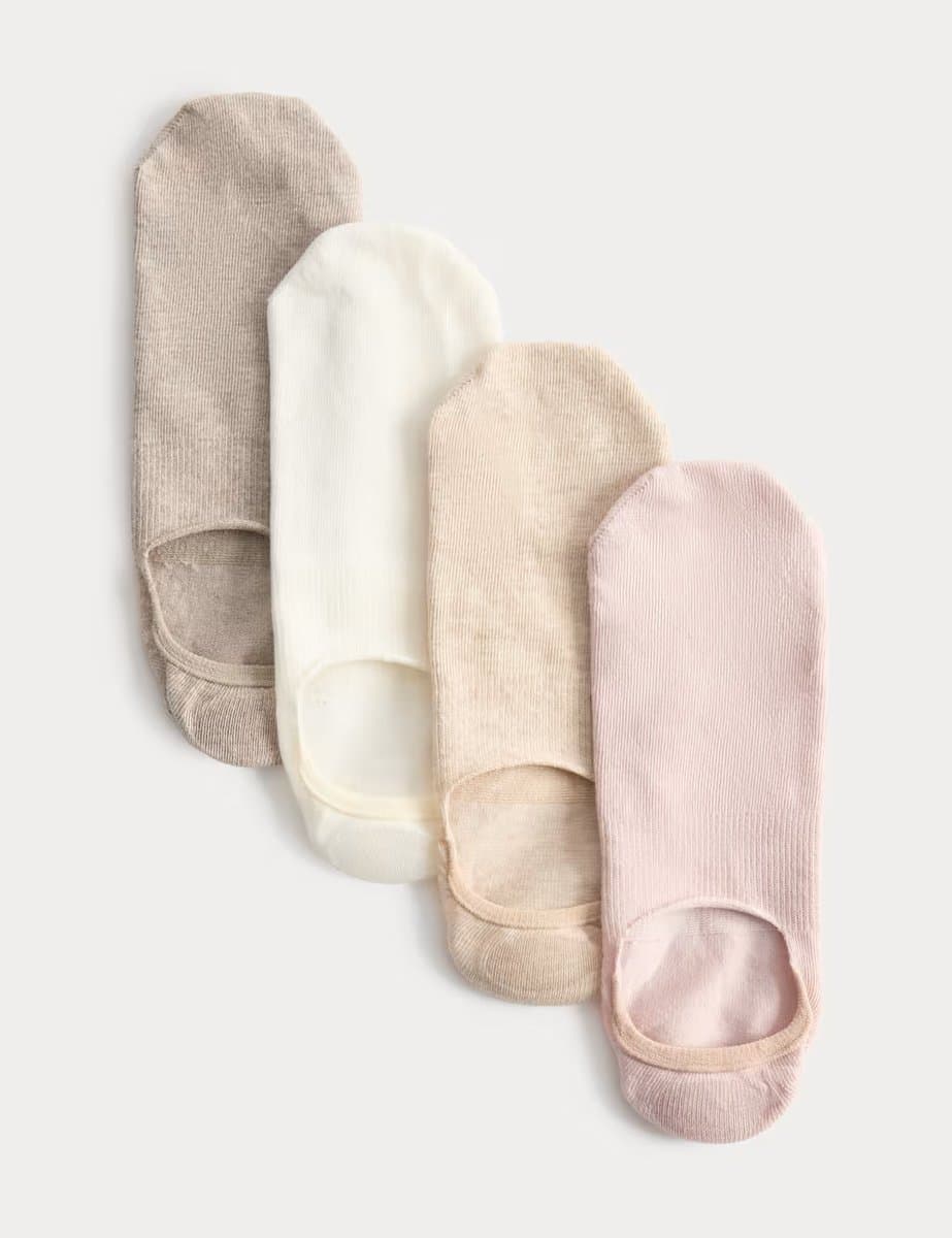 Marks & Spencer M&S 4 Pack Ribbed Invisible Trainer Liners™ Natural Mix - 2