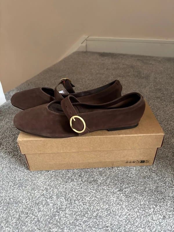 ASOS With Tags ASOS Luxe Premium Leather Mary Jane ballet in brown - 1