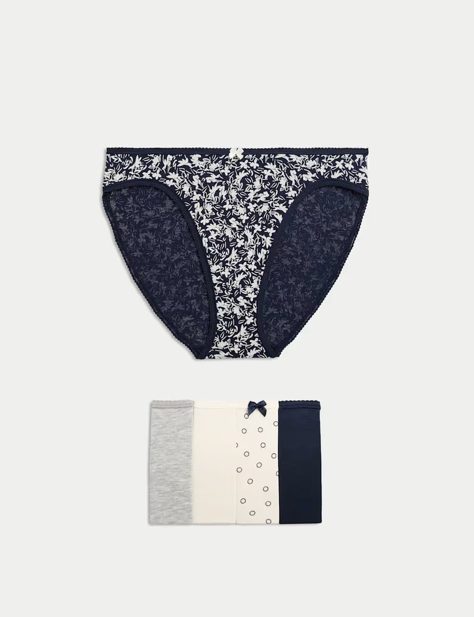 Marks & Spencer M&S 5pk Cotton Lycra™ High Leg Knickers Grey Mix