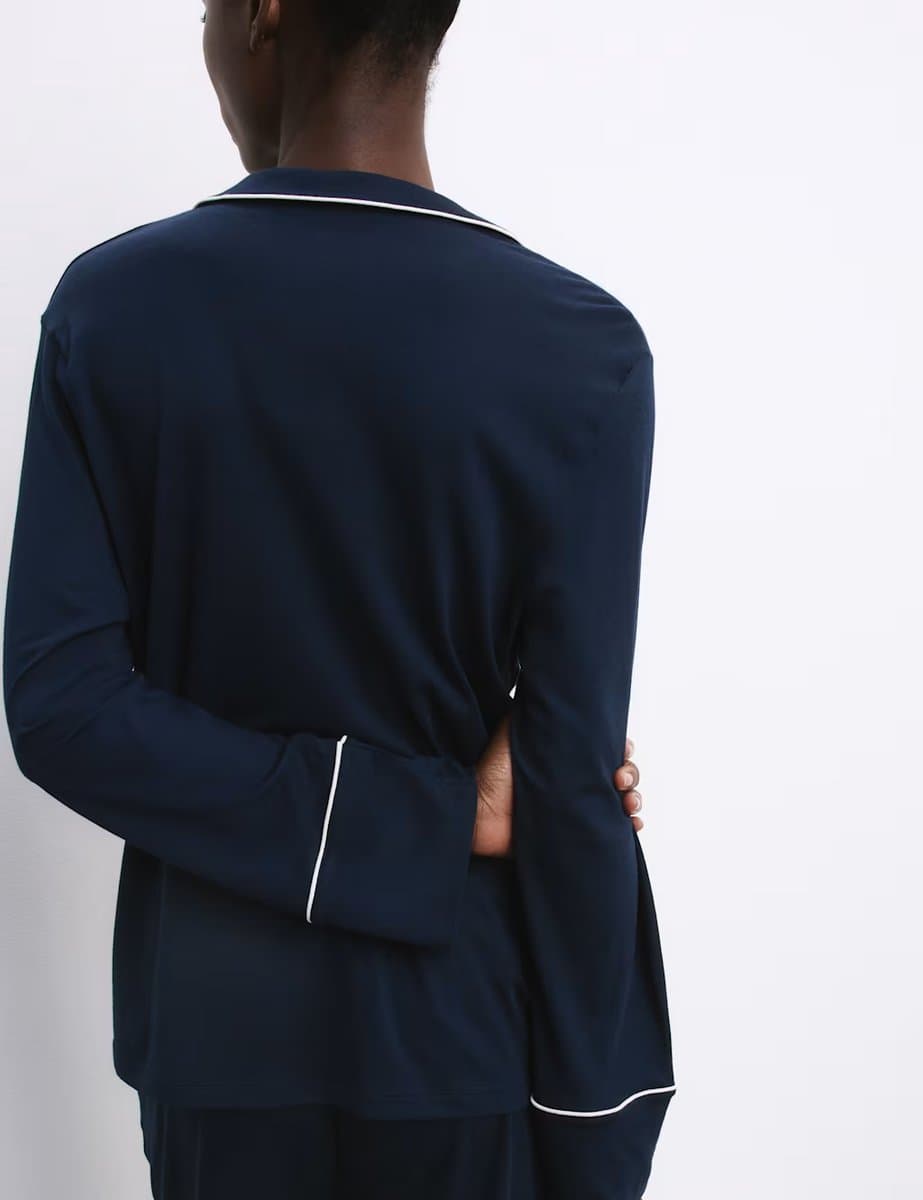 Marks & Spencer M&S Cotton Modal Revere Pyjama Set Navy - 3