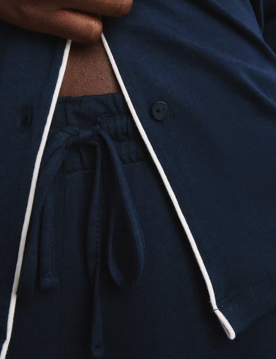 Marks & Spencer M&S Cotton Modal Revere Pyjama Set Navy - 4