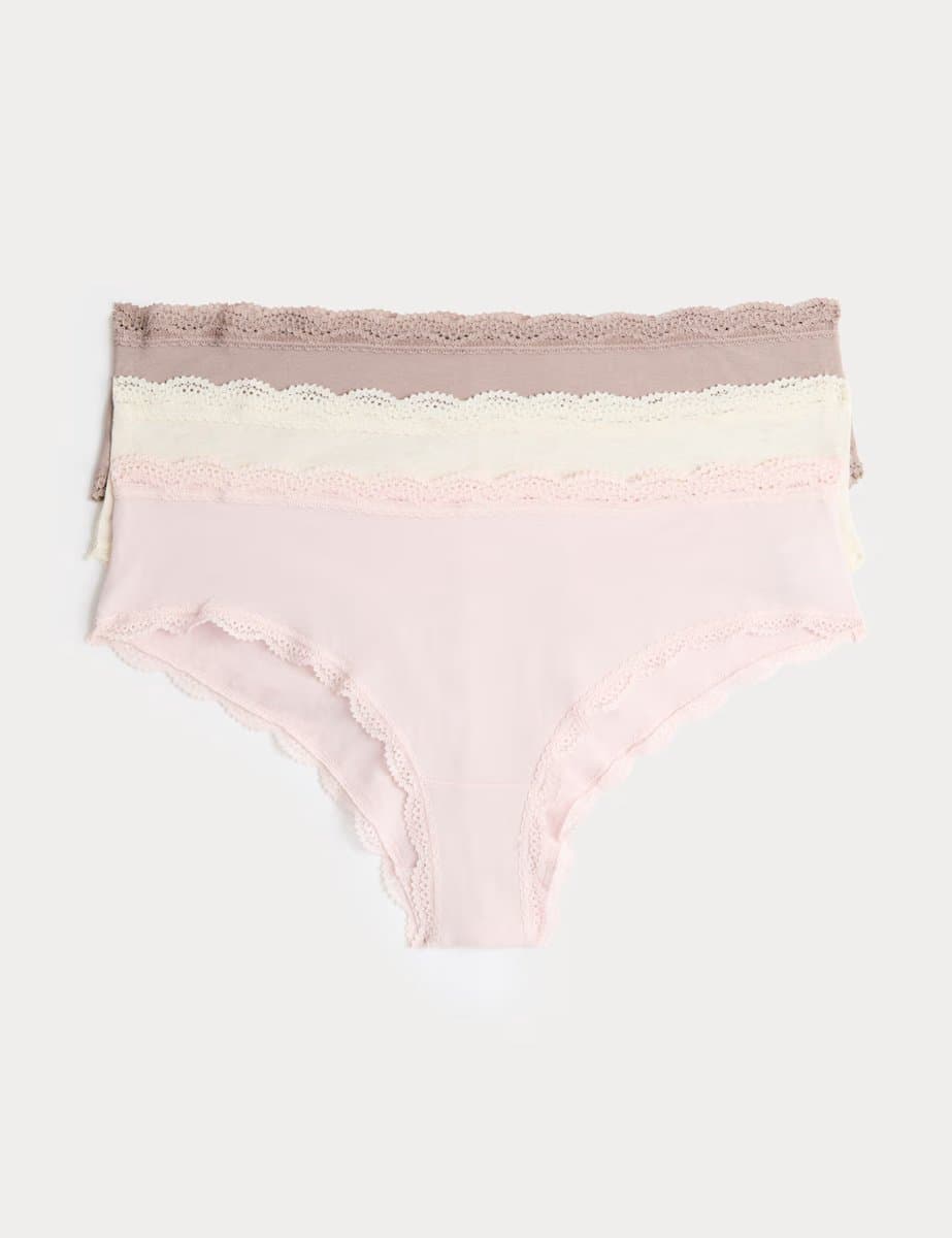 Marks & Spencer M&S 3pk Cotton Rich Hipster Knickers Oatmeal Mix
