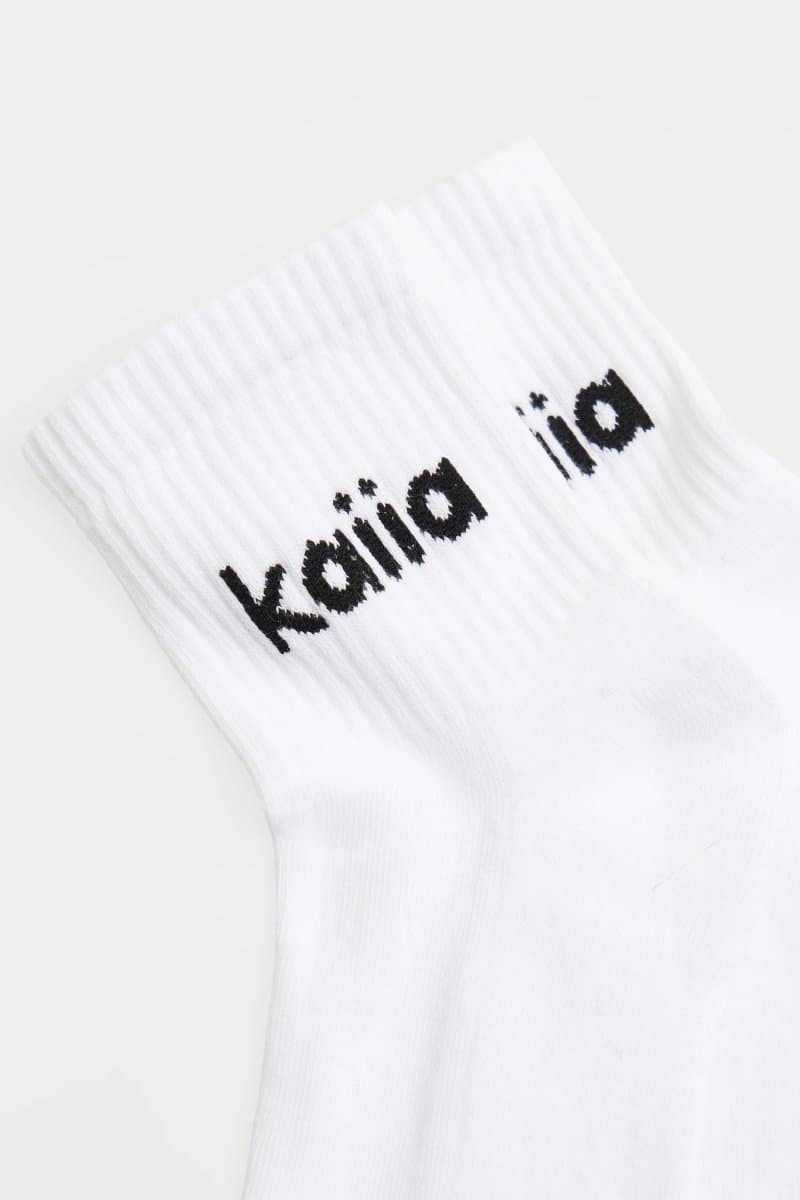 Kaiia Pack of Three Kaiia Logo Socks White & Black - 2
