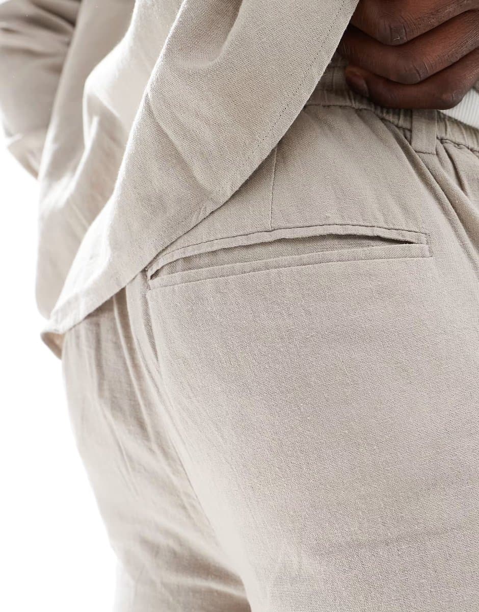 ASOS New Look linen look trouser co-ord in stone - 2