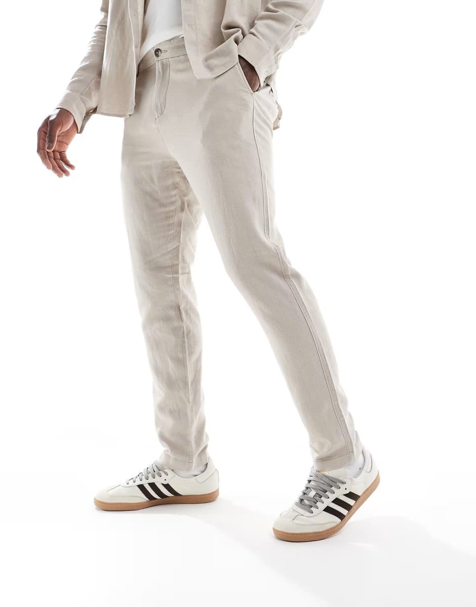 ASOS New Look linen look trouser co-ord in stone - 3