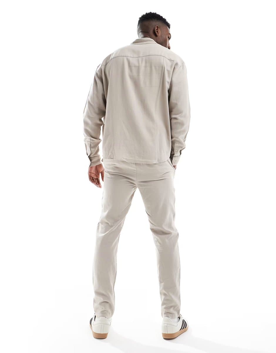 ASOS New Look linen look trouser co-ord in stone - 5