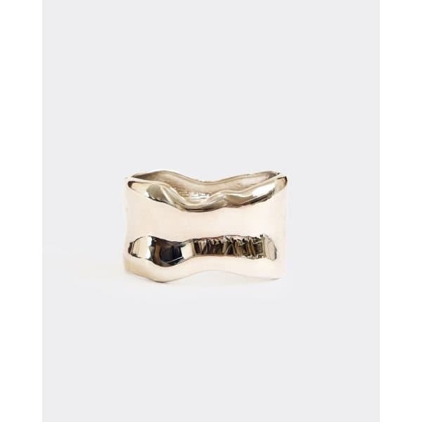 EGO Chunky Wavy Shaped Detail Bangle In Silver, Women's Size UK One Size - 2