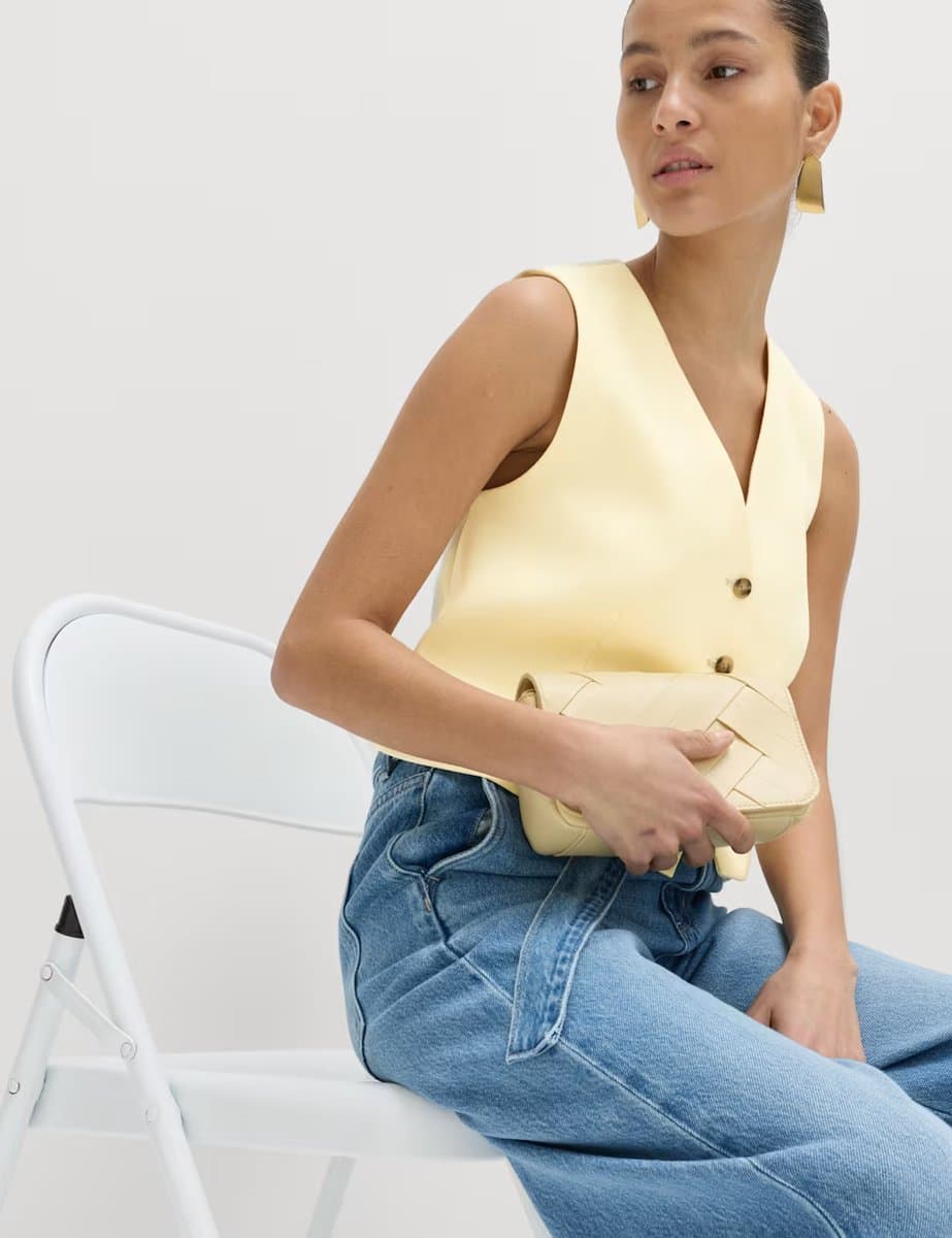 Marks & Spencer M&S Cropped Waistcoat Soft Yellow