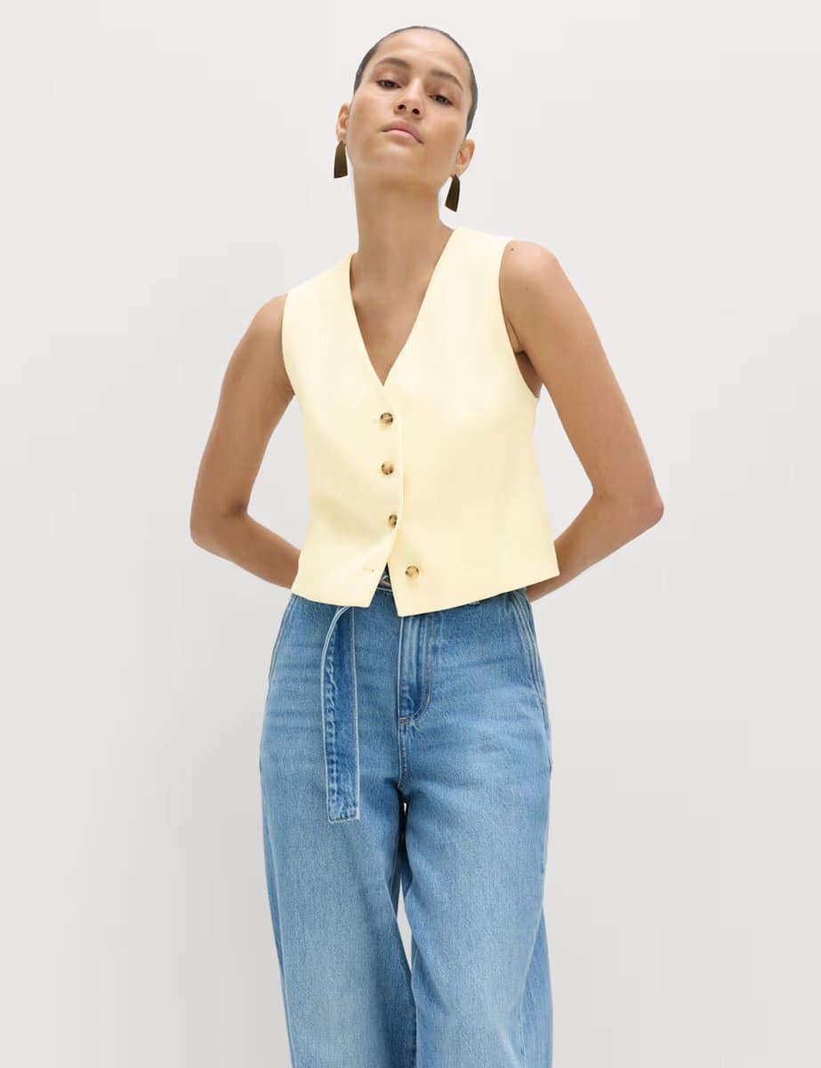 Marks & Spencer M&S Cropped Waistcoat Soft Yellow - 2