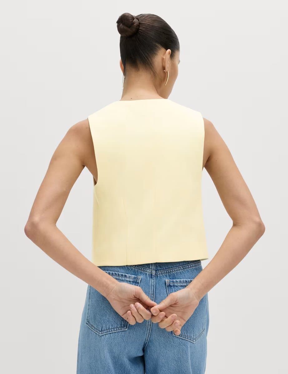 Marks & Spencer M&S Cropped Waistcoat Soft Yellow - 4