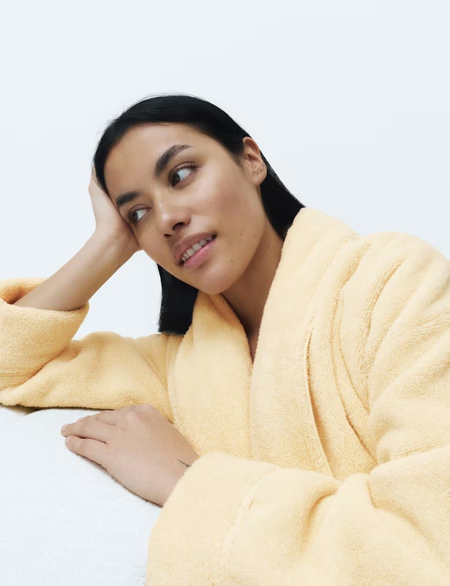 Marks & Spencer M&S Pure Cotton Towelling Dressing Gown Dark Cream - 2