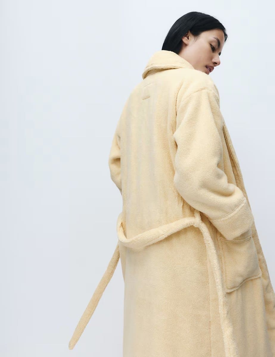 Marks & Spencer M&S Pure Cotton Towelling Dressing Gown Dark Cream - 3