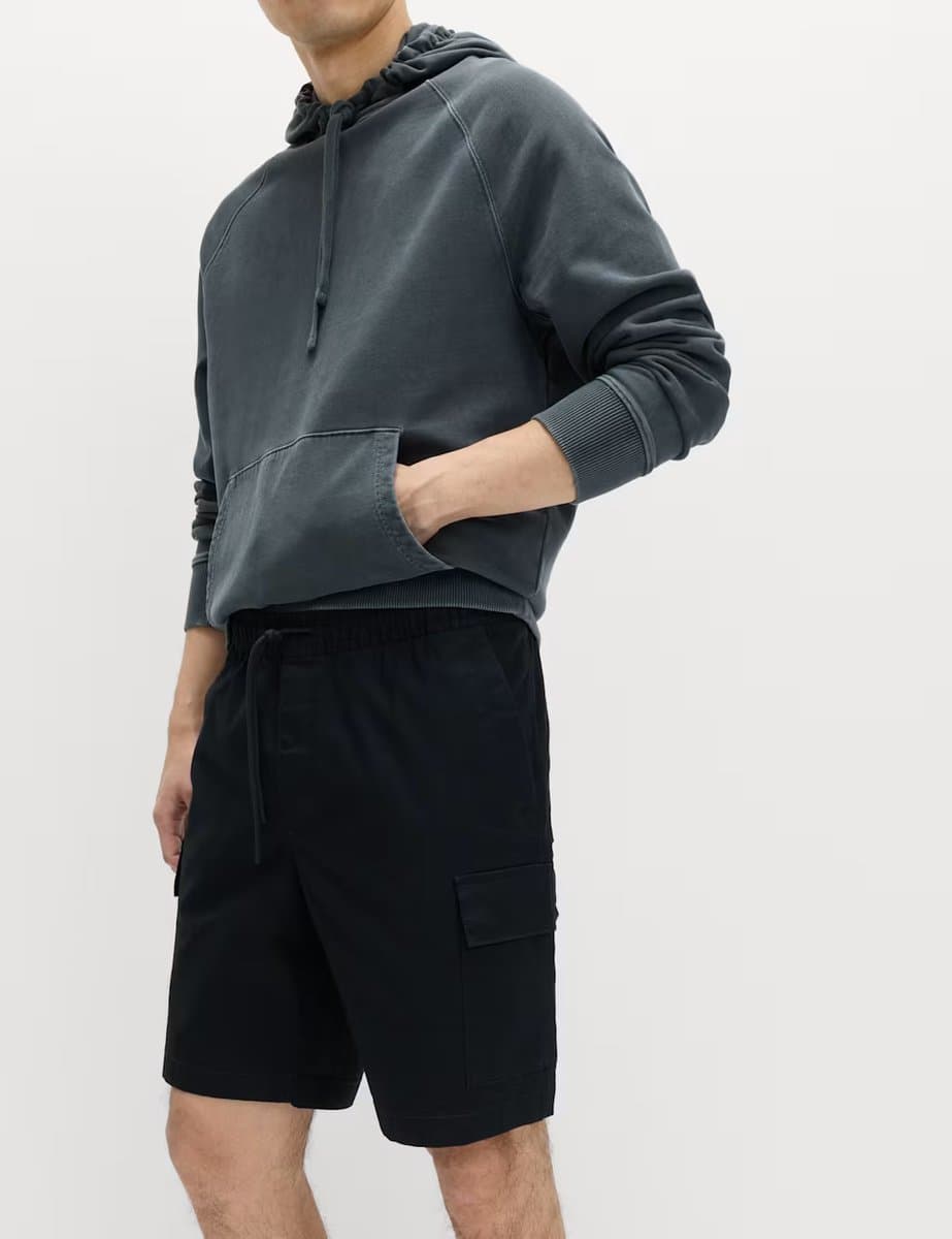 Marks & Spencer M&S Elasticated Waist Ripstop Cargo Shorts Black