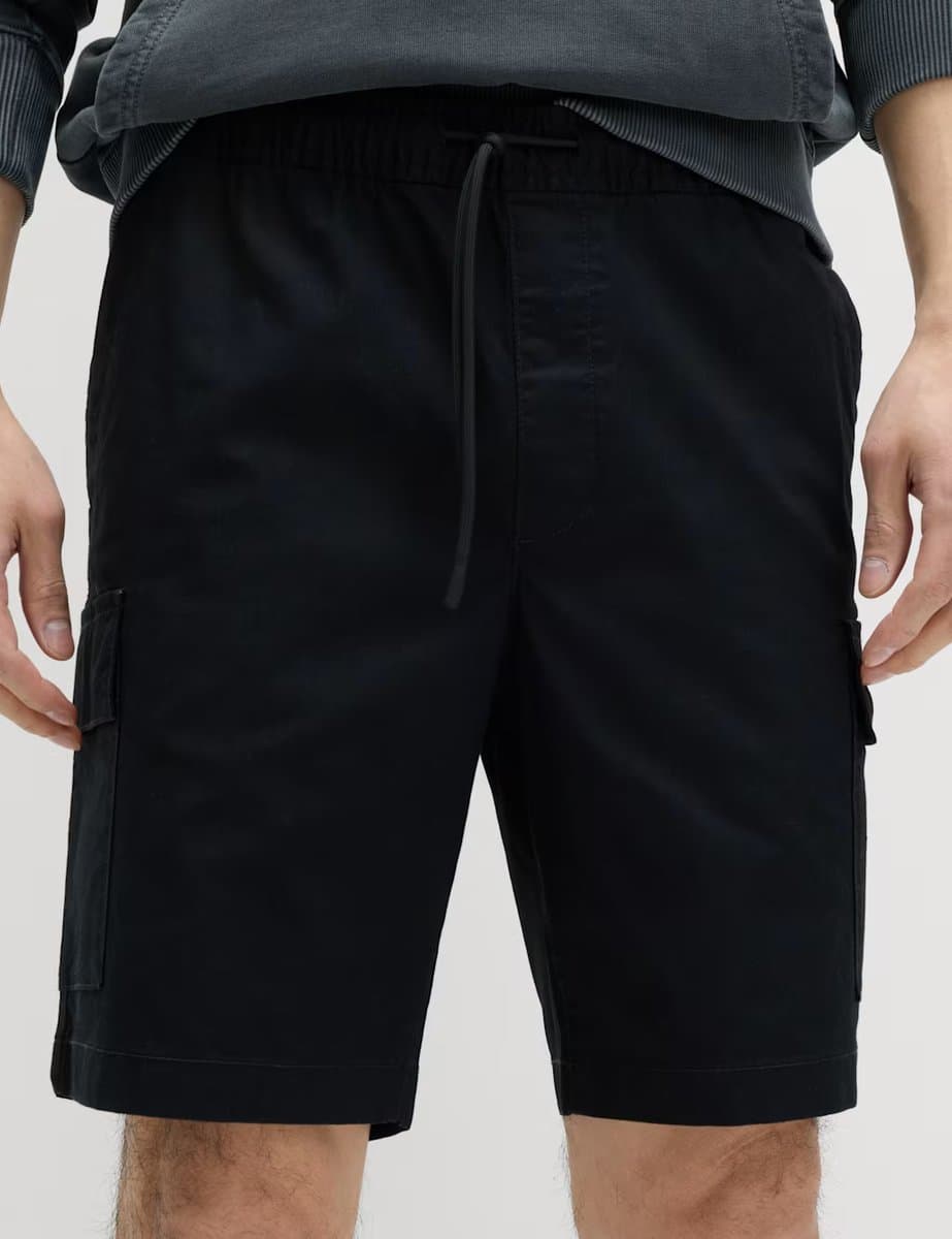 Marks & Spencer M&S Elasticated Waist Ripstop Cargo Shorts Black - 2
