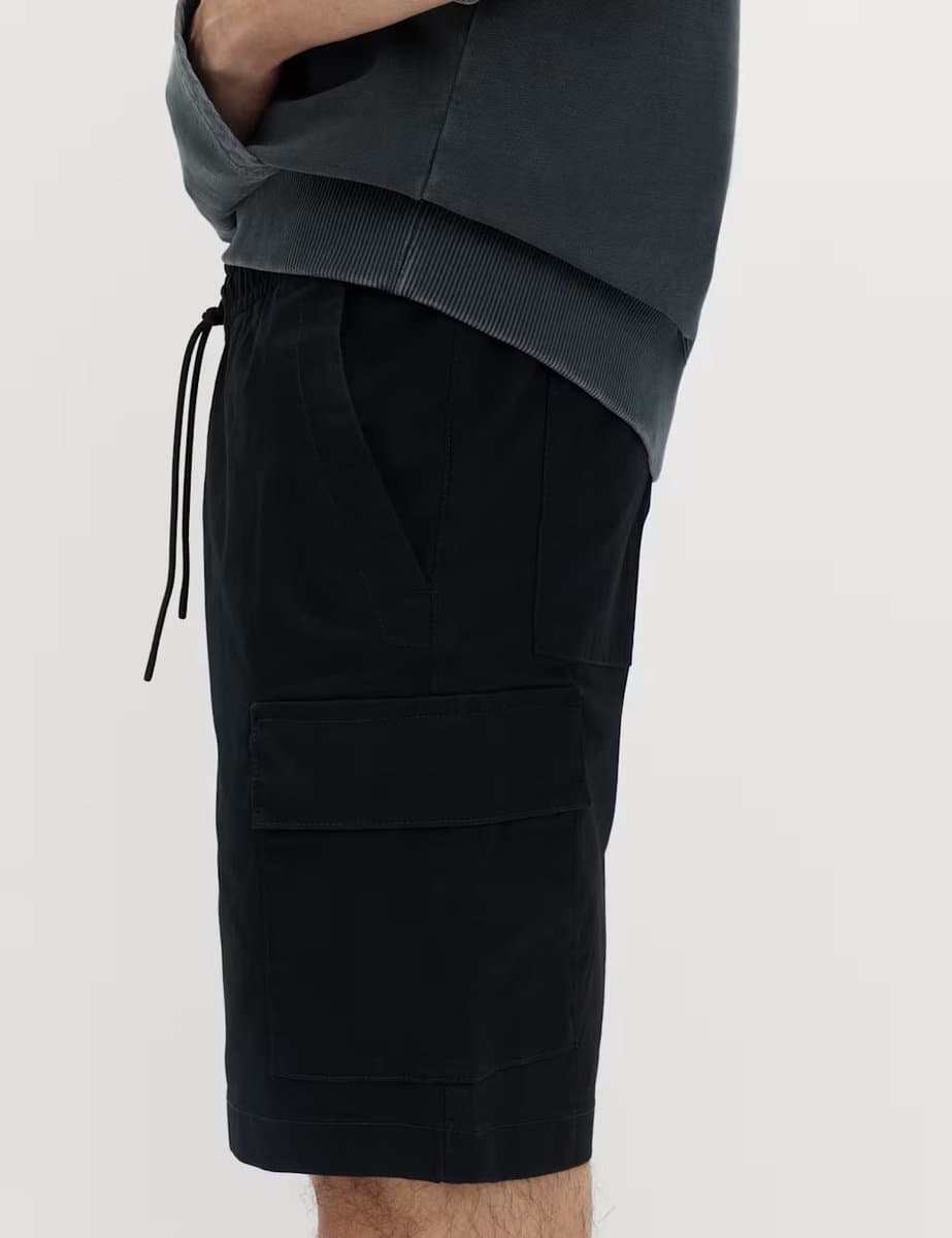 Marks & Spencer M&S Elasticated Waist Ripstop Cargo Shorts Black - 3