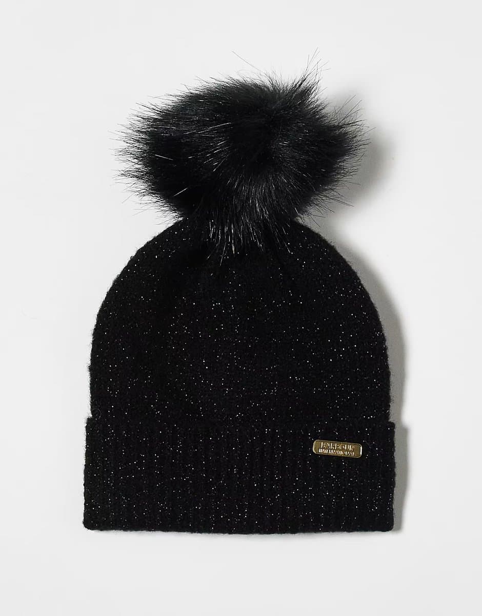 ASOS Barbour International Sparkle beanie & scarf gift set in black  - 2