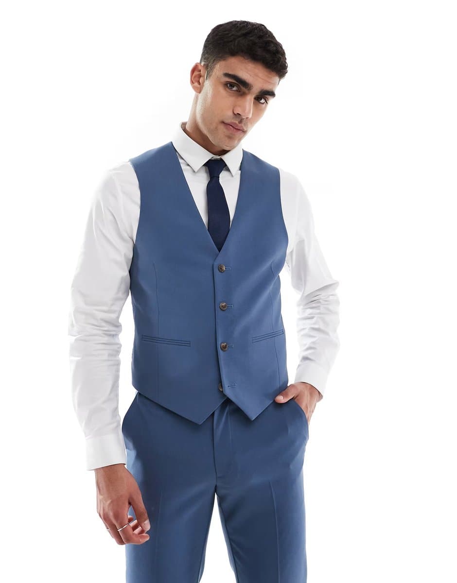 ASOS ASOS DESIGN skinny suit waistcoat in blue