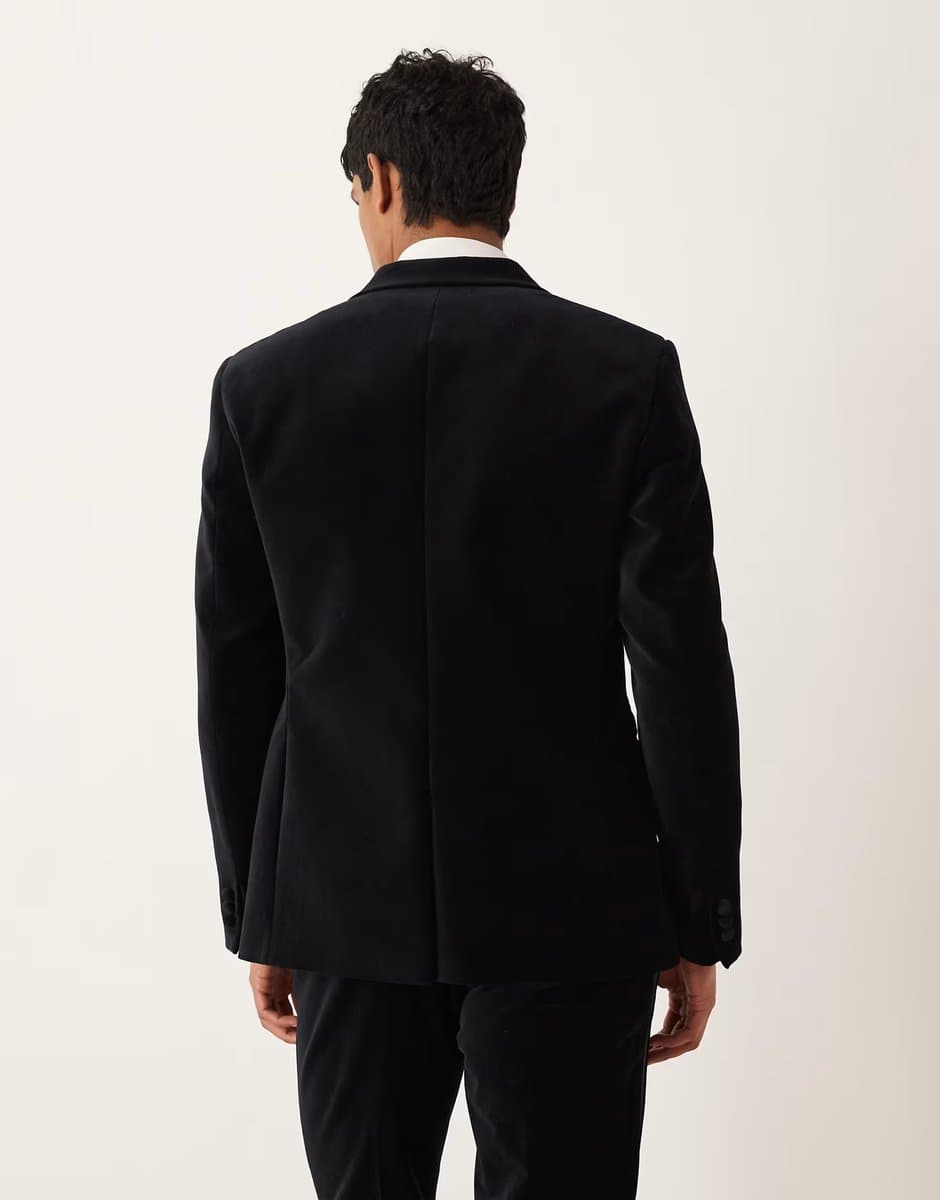ASOS ASOS DESIGN smart slim suit tuxedo jacket in black cotton velvet - 3