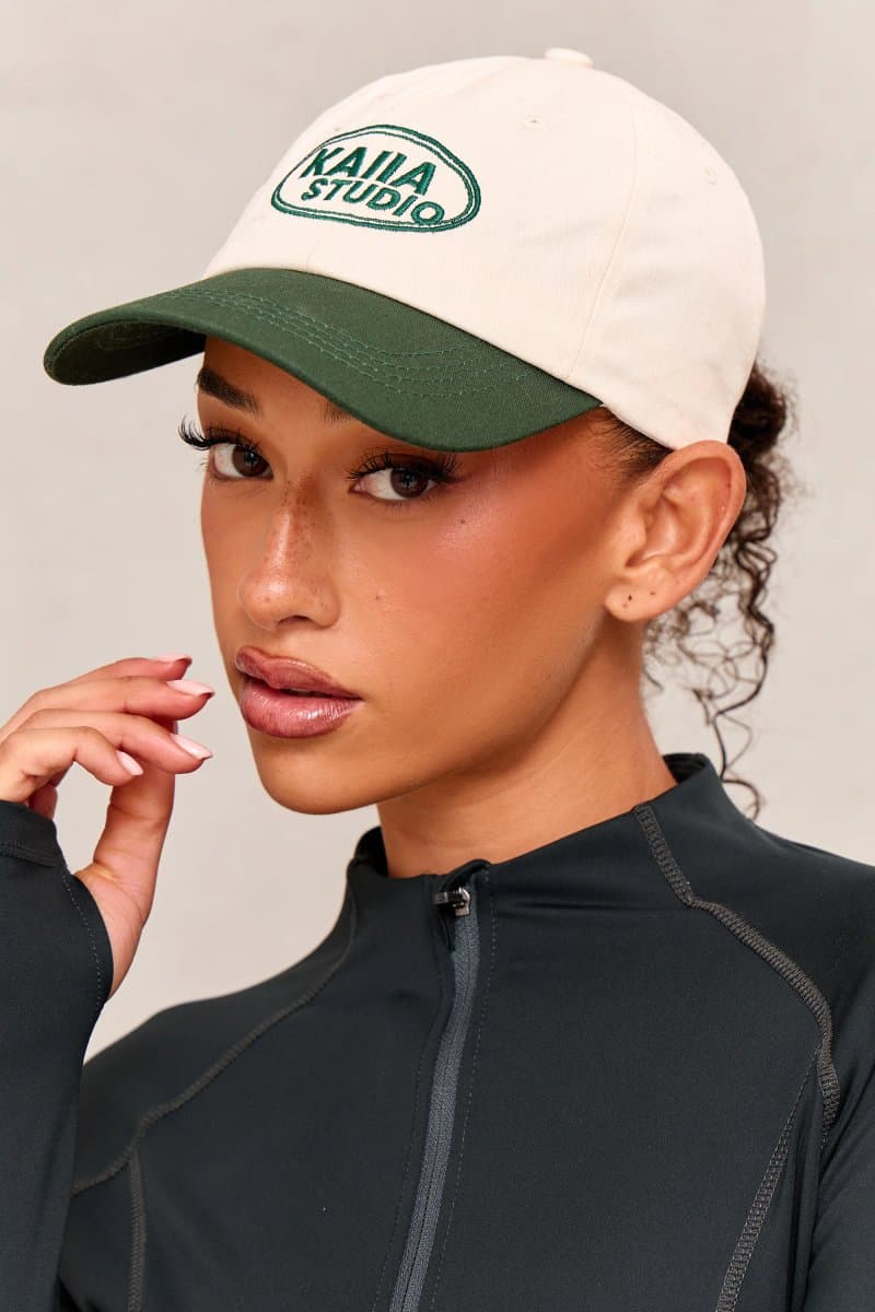 Kaiia Kaiia Studio Logo Contrast Cap Cream & Green