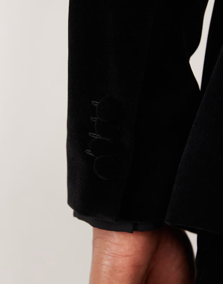 ASOS Jack & Jones Premium velvet tuxedo suit jacket in black - 6