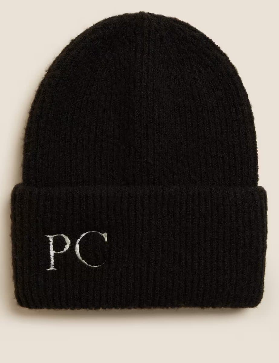 Marks & Spencer M&S Personalised Women's Rib Beanie Hat Black
