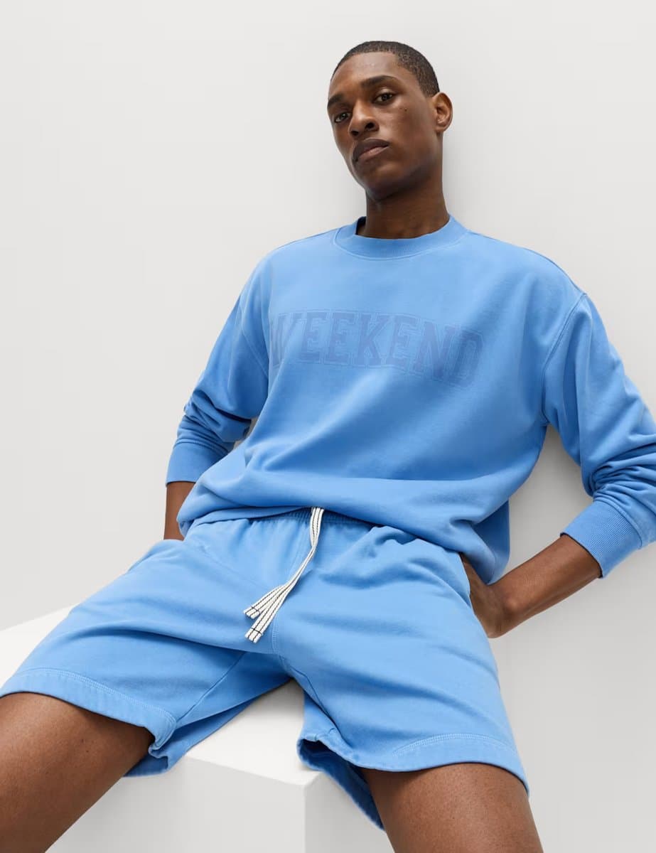 Marks & Spencer M&S Cotton Rich Printed Pyjama Top Blue