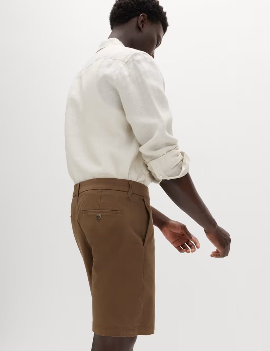 Marks & Spencer M&S Regular Fit Stretch Chino Shorts Brown - 3