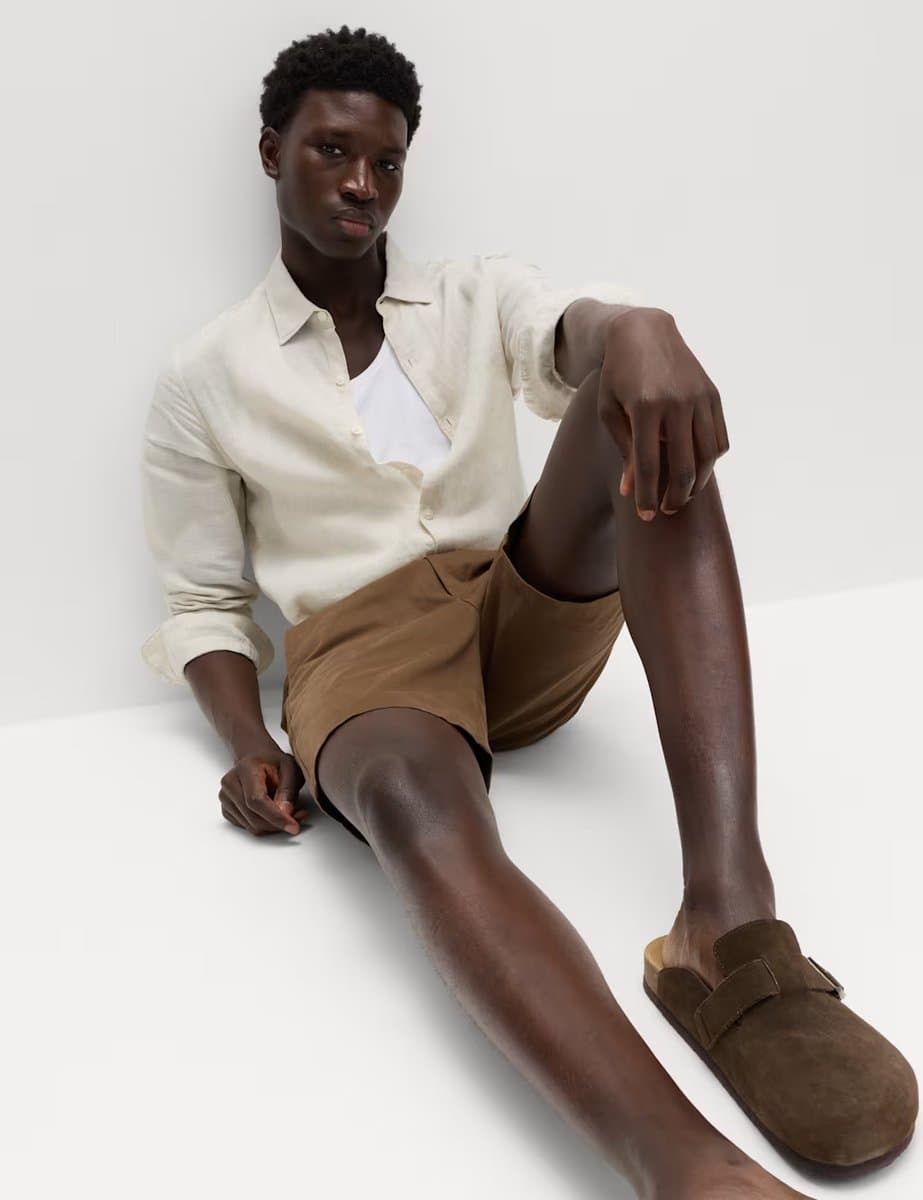 Marks & Spencer M&S Regular Fit Stretch Chino Shorts Brown - 5