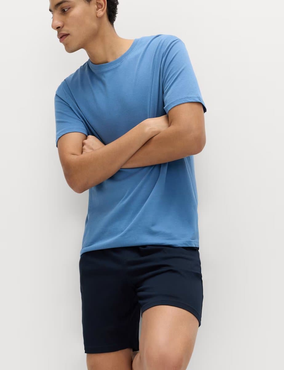 Marks & Spencer M&S Pure Cotton Pyjama Set Blue Mix