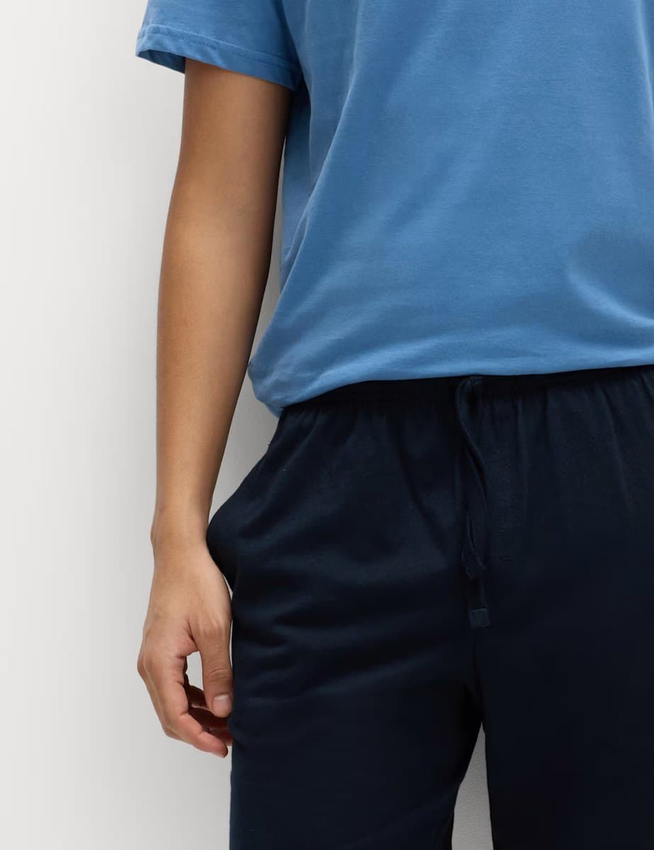 Marks & Spencer M&S Pure Cotton Pyjama Set Blue Mix - 2