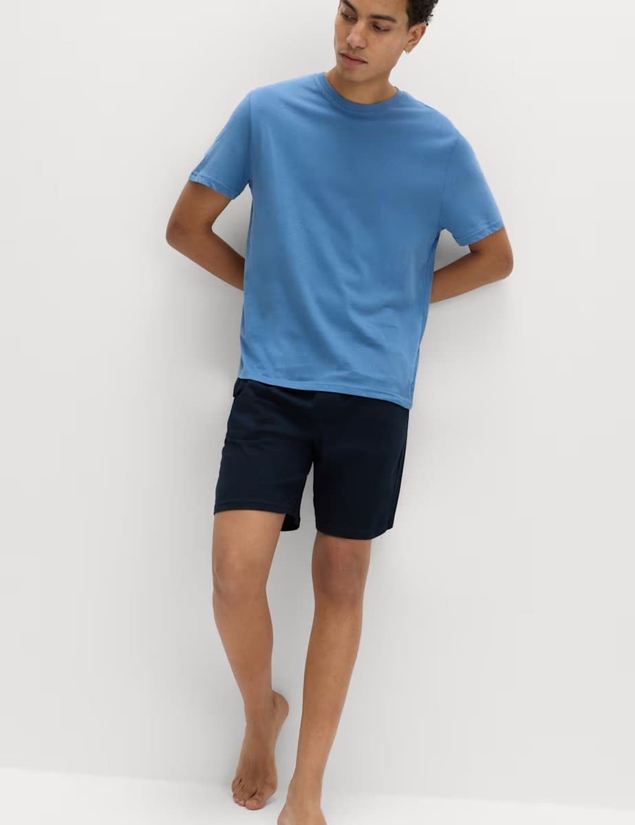 Marks & Spencer M&S Pure Cotton Pyjama Set Blue Mix - 4