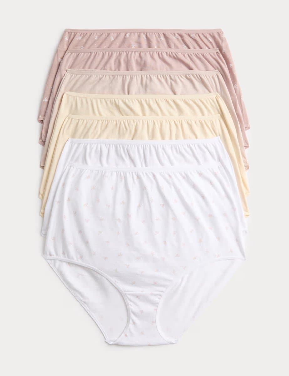 Marks & Spencer M&S 7 Pack Pure Cotton Full Briefs Pink Mix