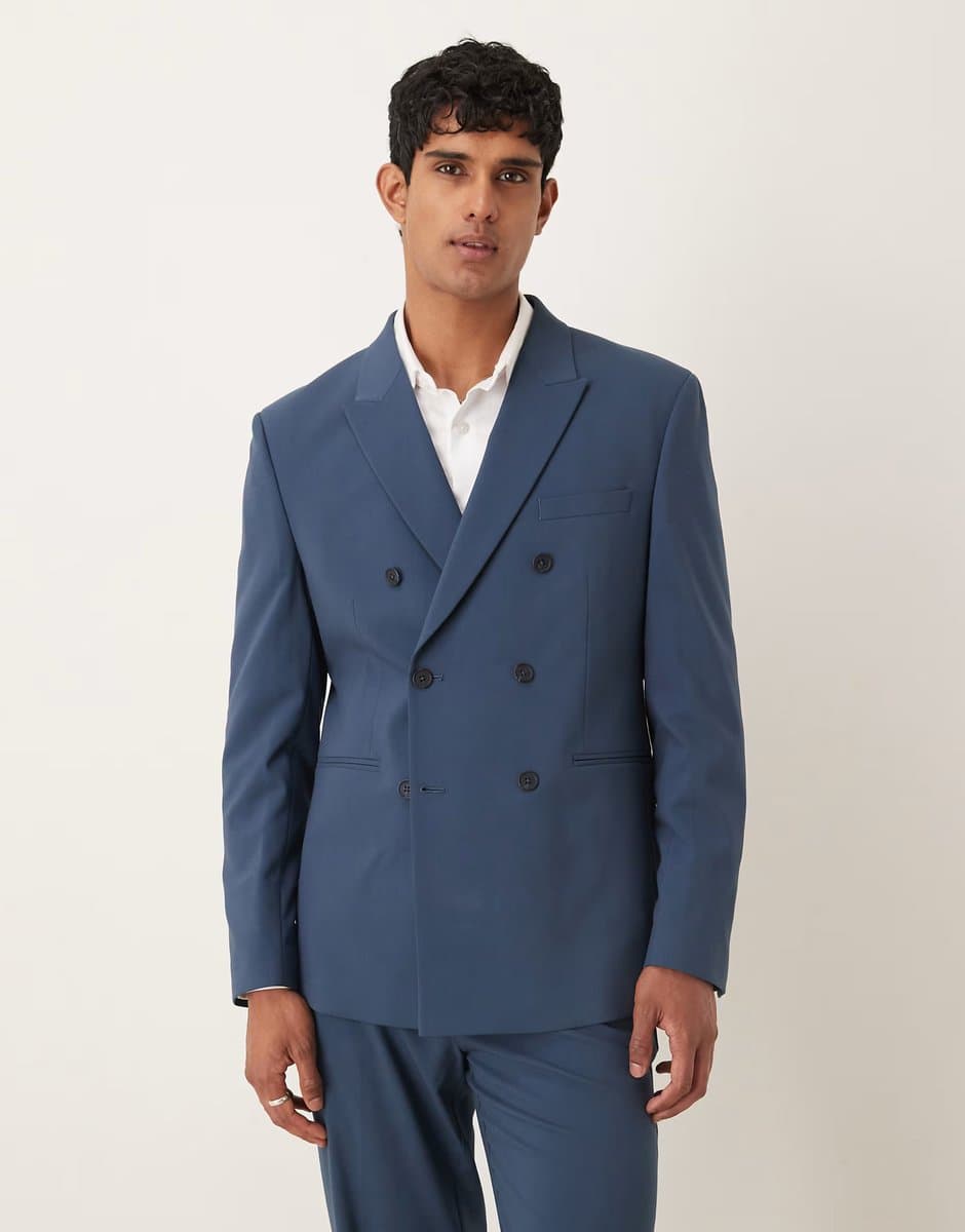 ASOS ASOS DESIGN double breasted regular suit jacket in navy - 1