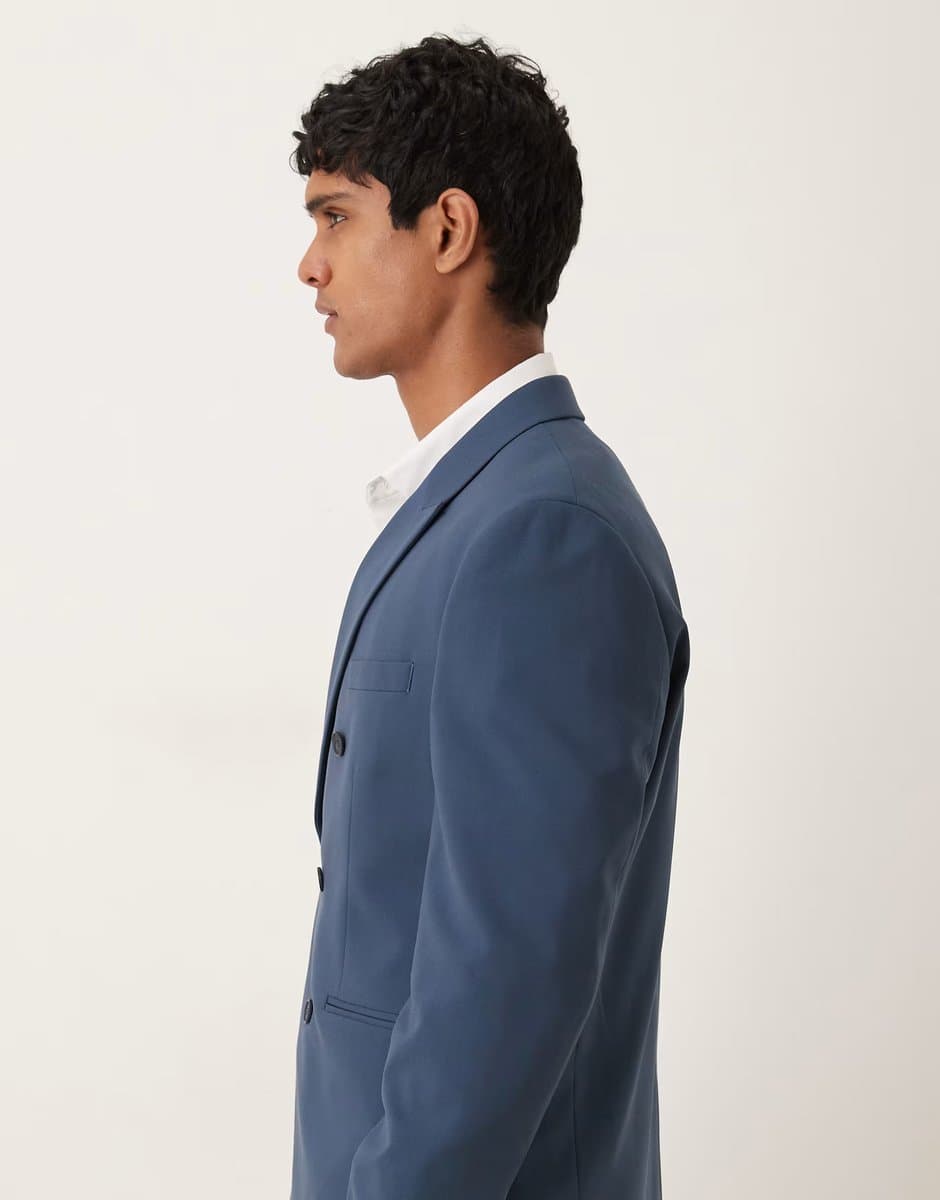 ASOS ASOS DESIGN double breasted regular suit jacket in navy - 4
