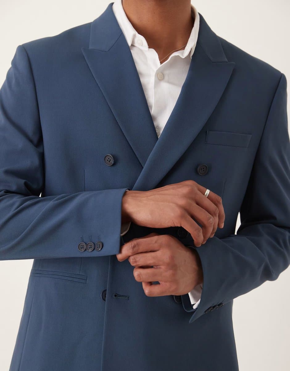 ASOS ASOS DESIGN double breasted regular suit jacket in navy - 5