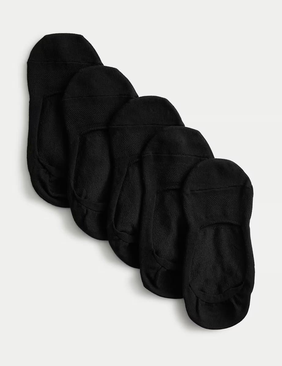 Marks & Spencer M&S 5 Pack Cool & Fresh™ Cotton Rich No Show Trainer Liners™ Black - 2