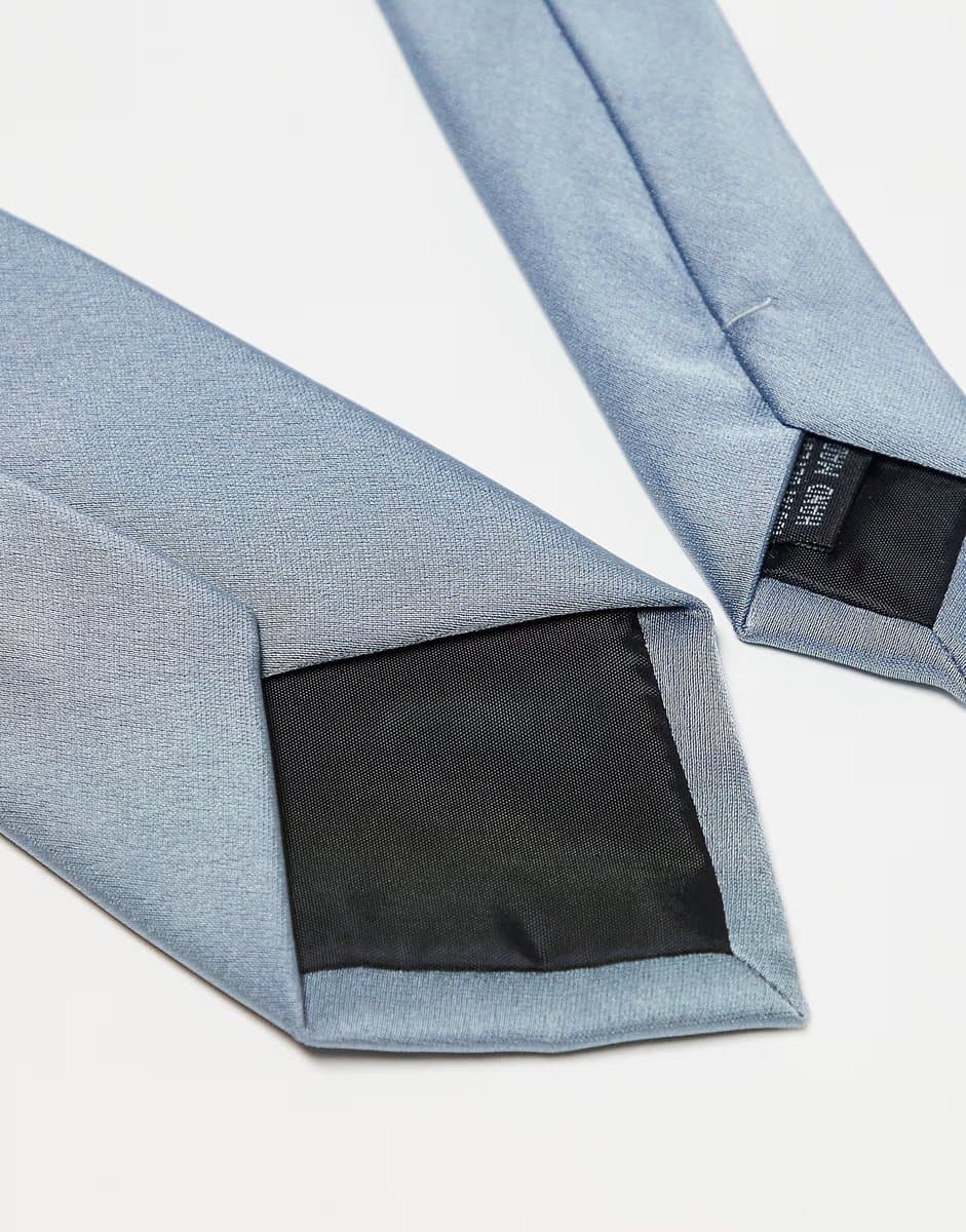 ASOS Maya Satin tie pocket square set in dusty blue - 3