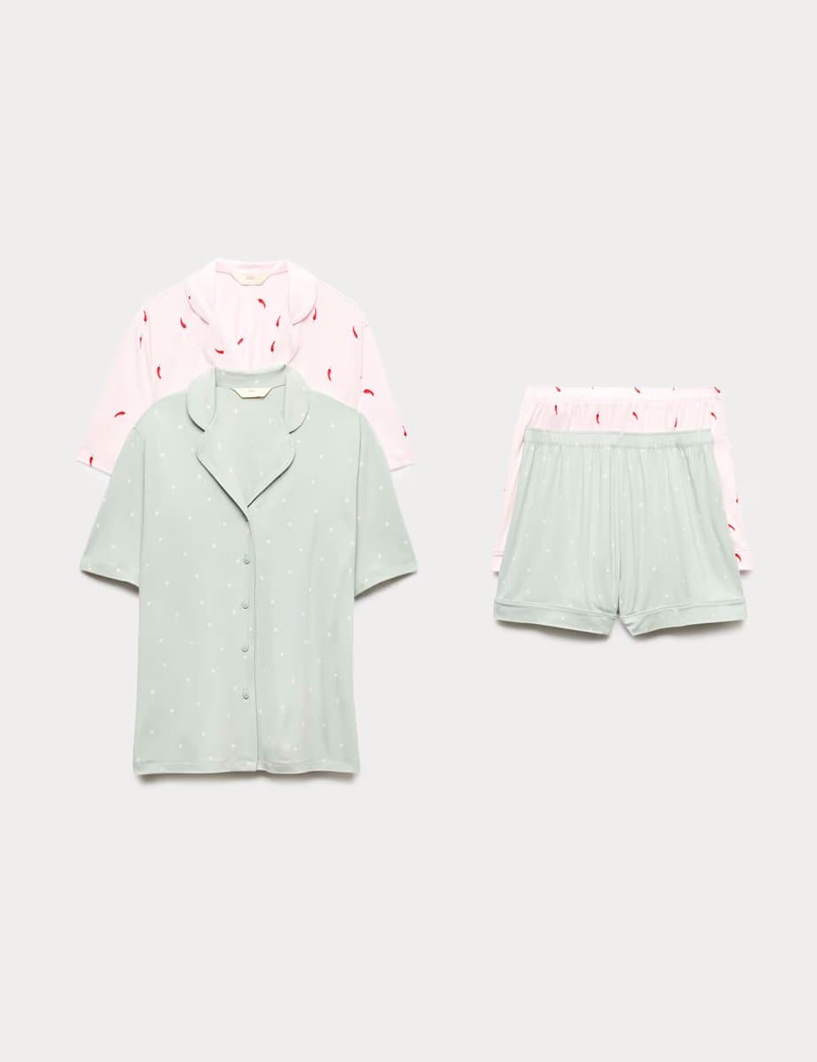 Marks & Spencer M&S 2 Pack Soft Touch Revere Shortie Sets Pink Mix