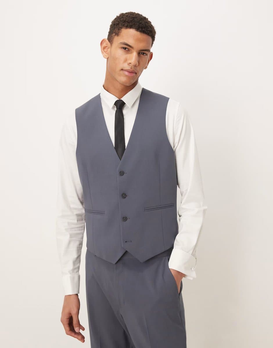 ASOS ASOS DESIGN slim suit waistcoat in dark blue