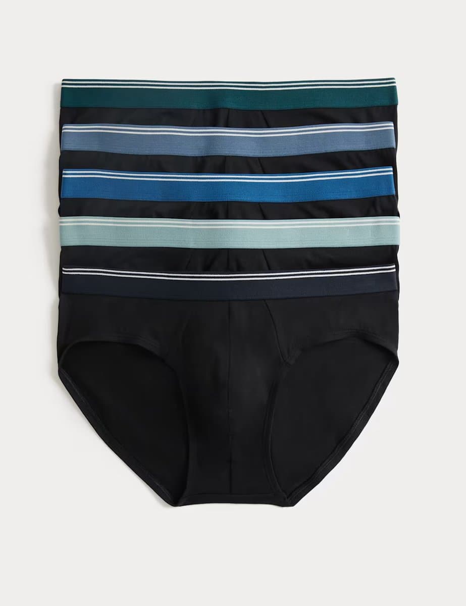 Marks & Spencer M&S 5pk Pure Cotton Cool & Fresh™ Slips Black Mix