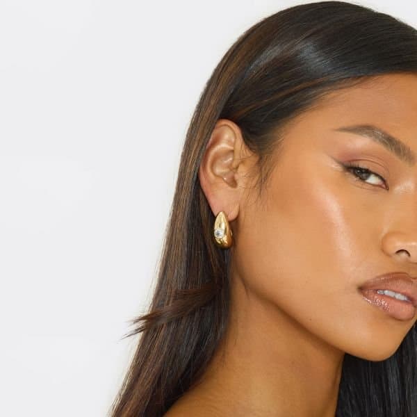 EGO Gem Detail Hoop Earrings In Gold, Women's Size UK One Size