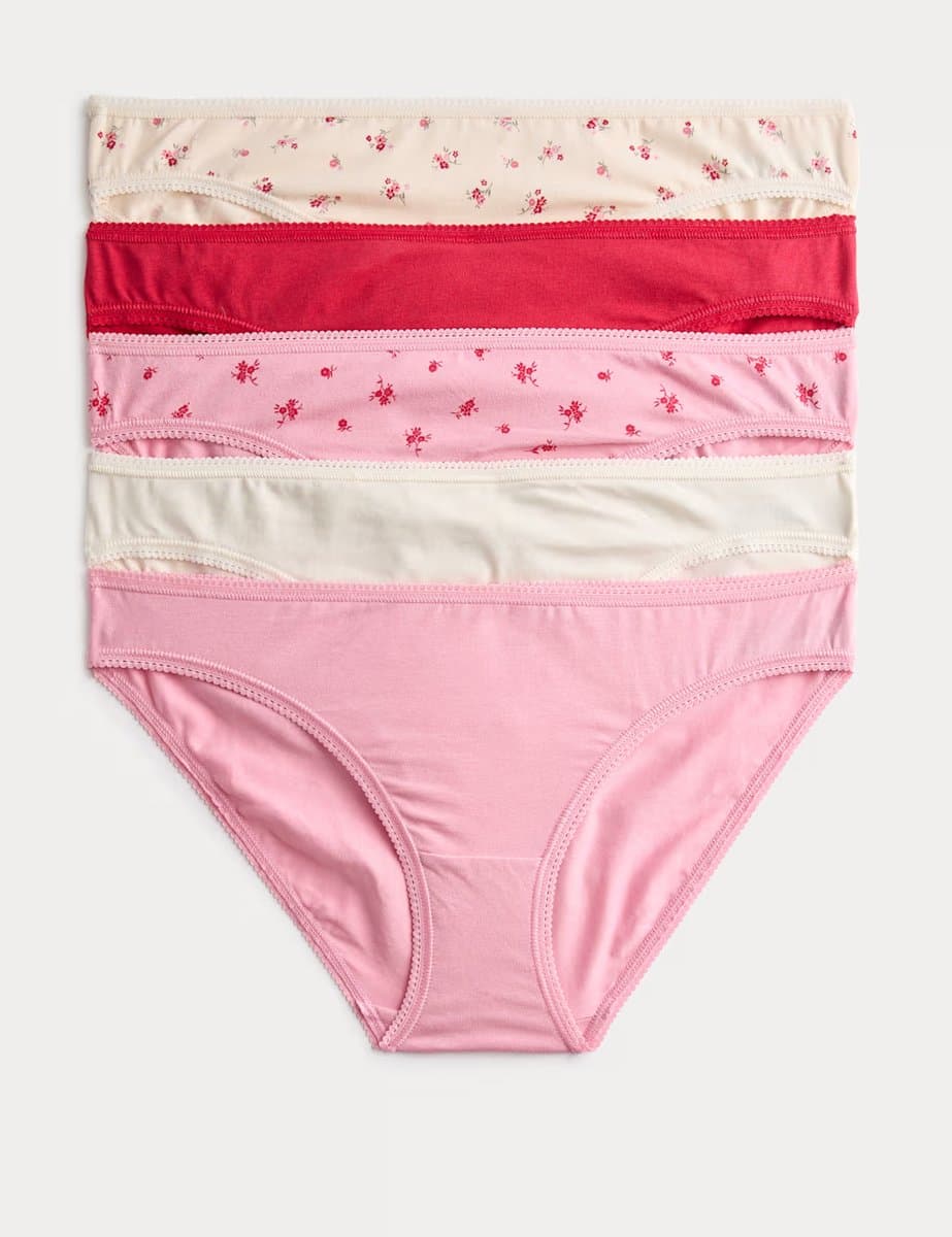 Marks & Spencer M&S 5pk Cotton Lycra™ Bikini Knickers Pink Mix