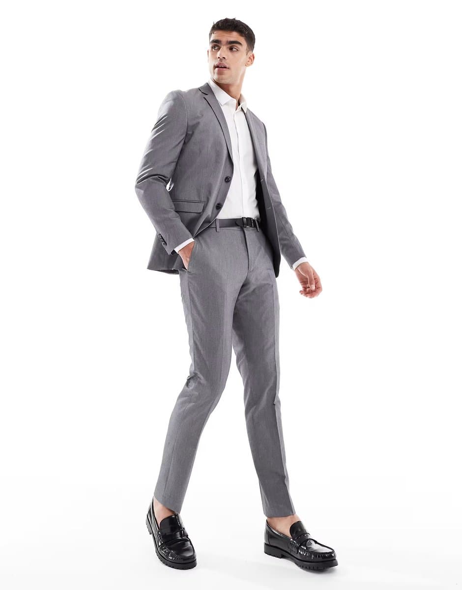 ASOS Jack & Jones super slim fit suit trousers in grey - 1