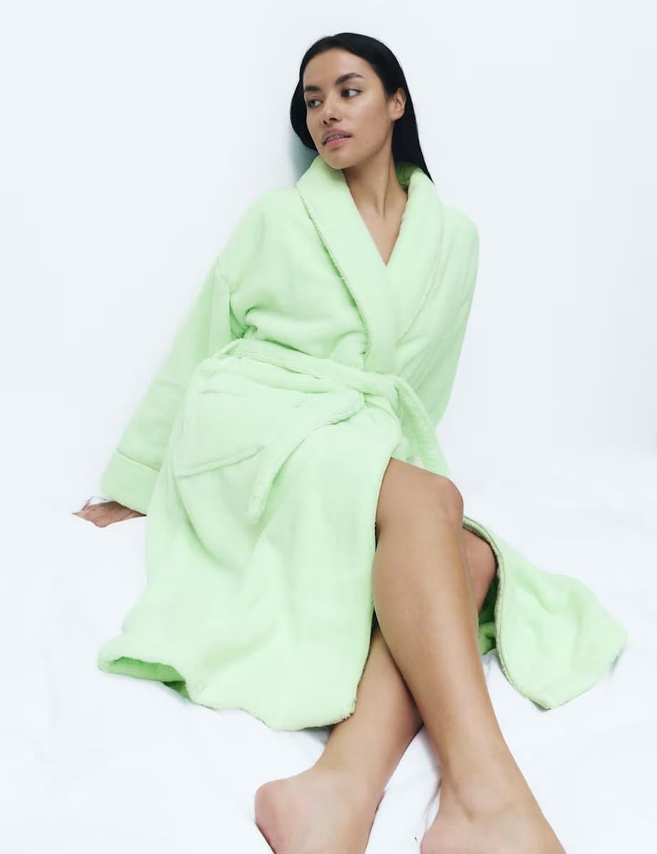 Marks & Spencer M&S Pure Cotton Towelling Dressing Gown Pistachio