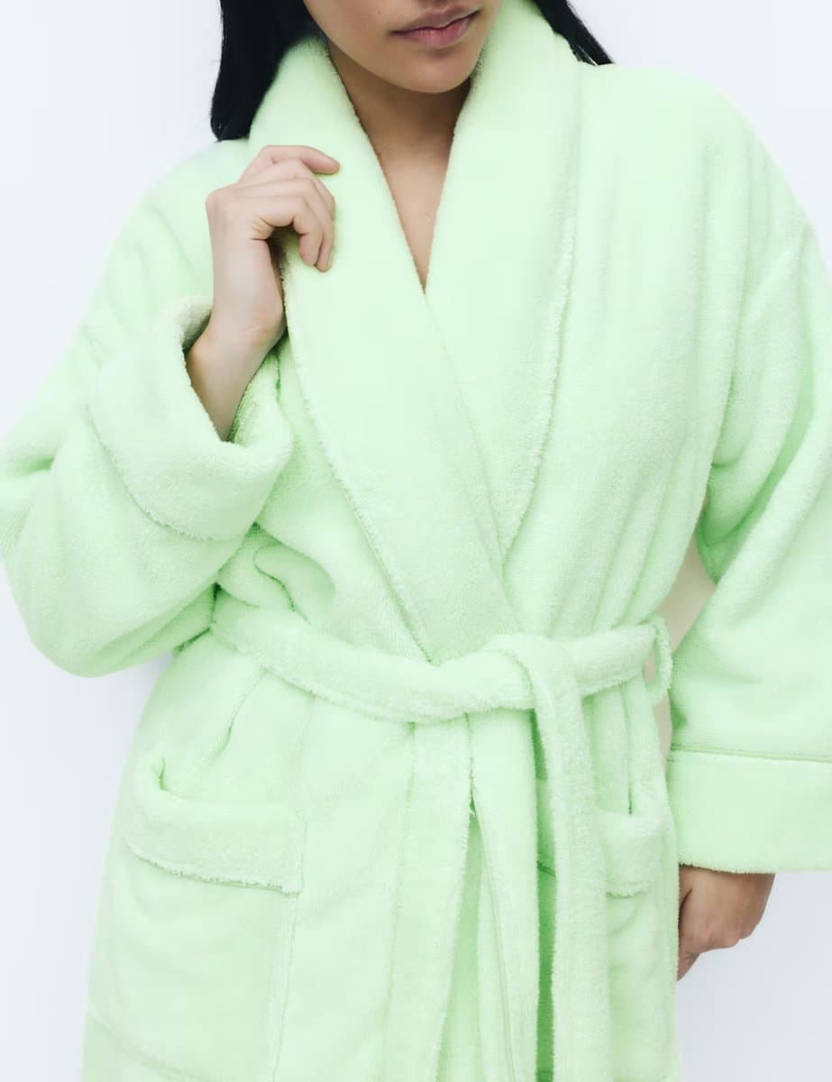 Marks & Spencer M&S Pure Cotton Towelling Dressing Gown Pistachio - 4