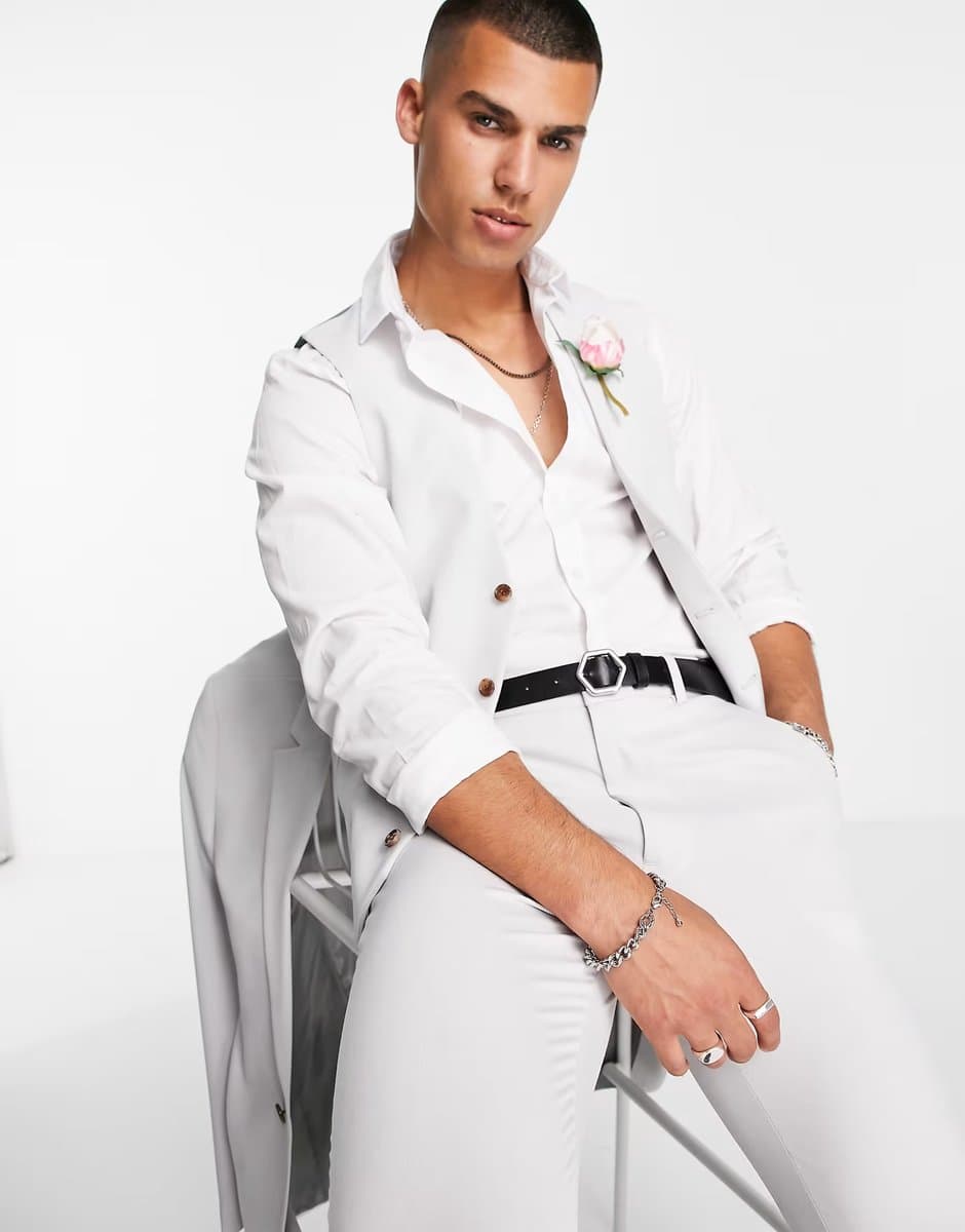 ASOS ASOS DESIGN wedding super skinny suit waistcoat in ice grey