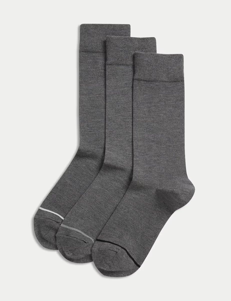 Marks & Spencer M&S 3 Pack Heatgen™ Light Thermal Socks Dark Grey Mix